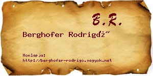Berghofer Rodrigó névjegykártya